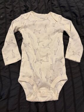 Carter's Cream Long-Sleeve Baby Bodysuit with Cat Outline Print